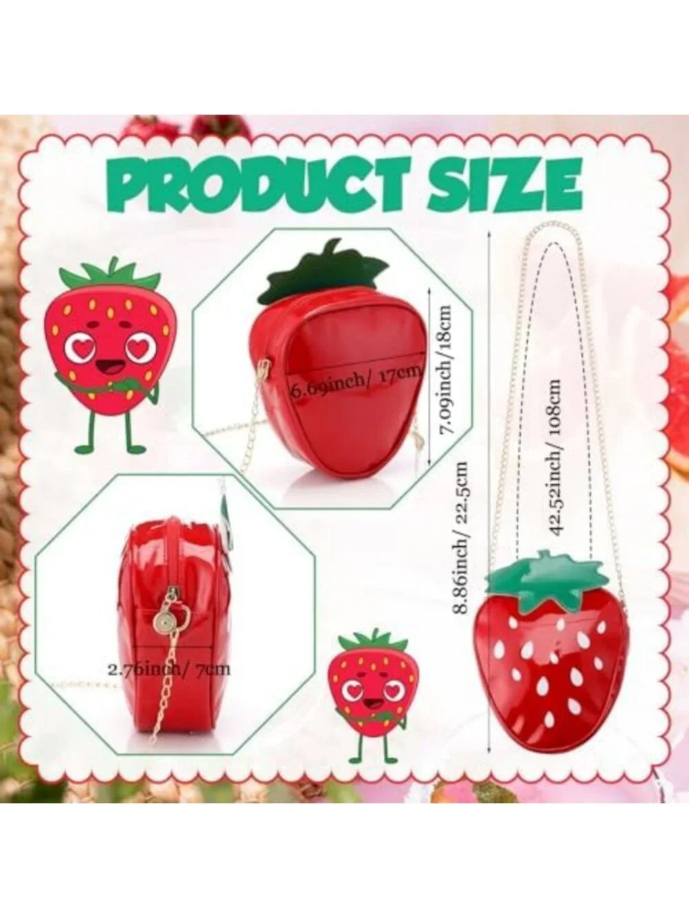 12 Pcs Strawberry Crossbody Bag Set - Cute PU Phone Wallets for Girls' Parties
